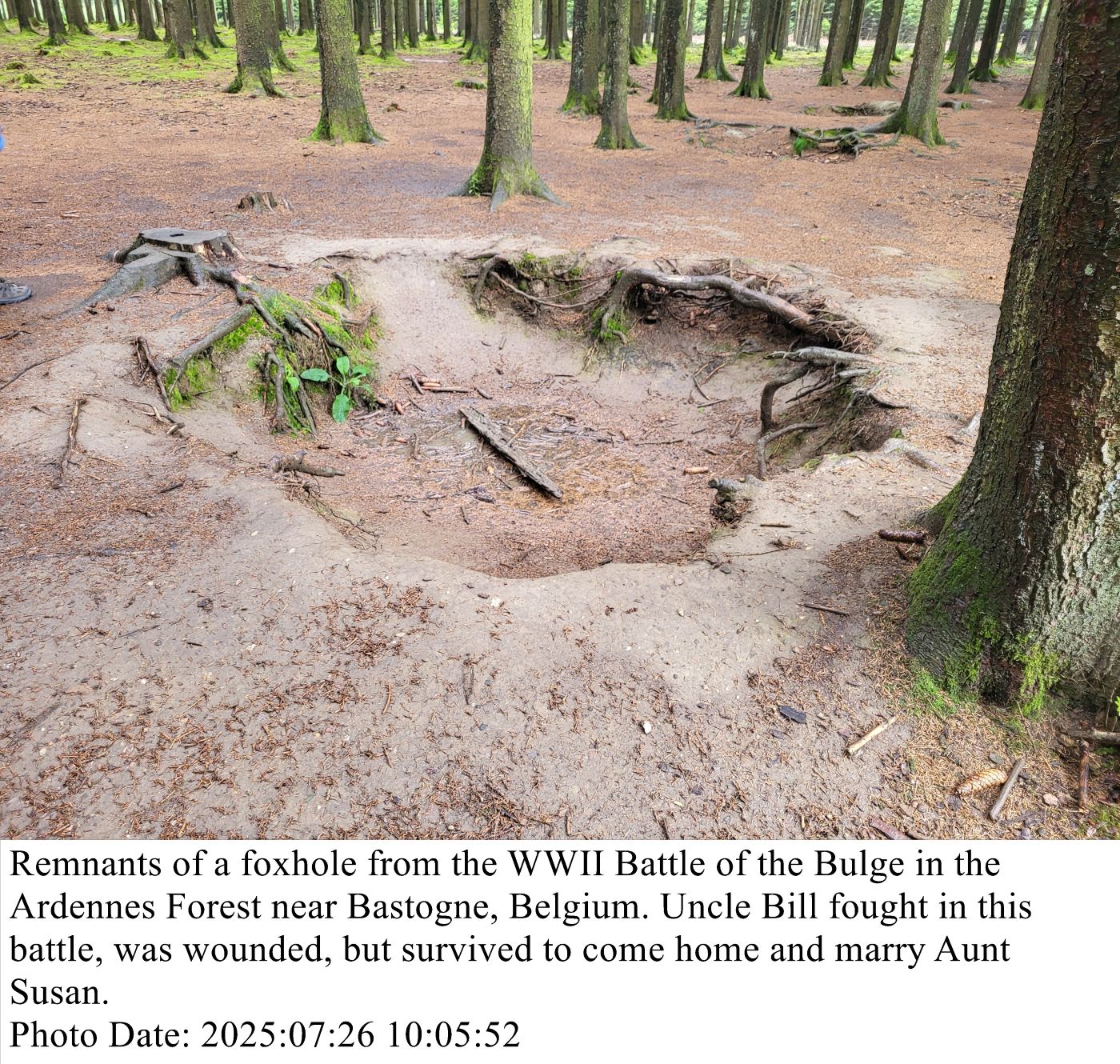 Historic foxhole photo after a caption is added