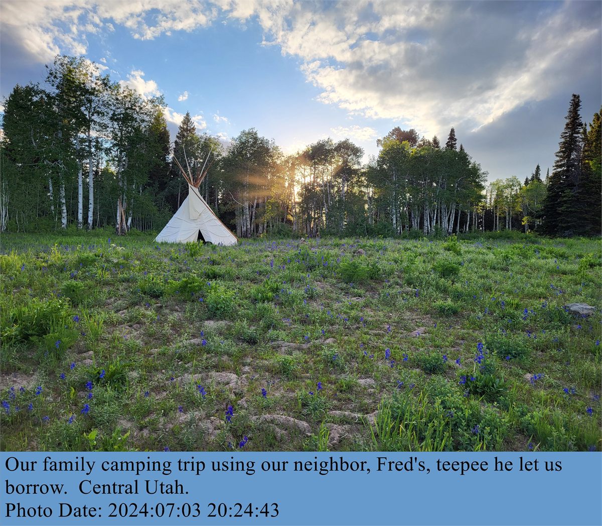 Mountain camping photo after captioning